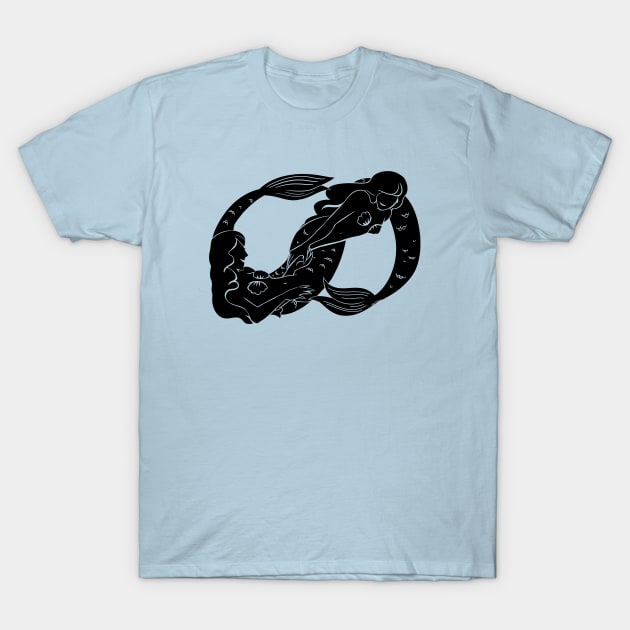 Gay Infinity Mermaids- Black T-Shirt by VenaCoeurva